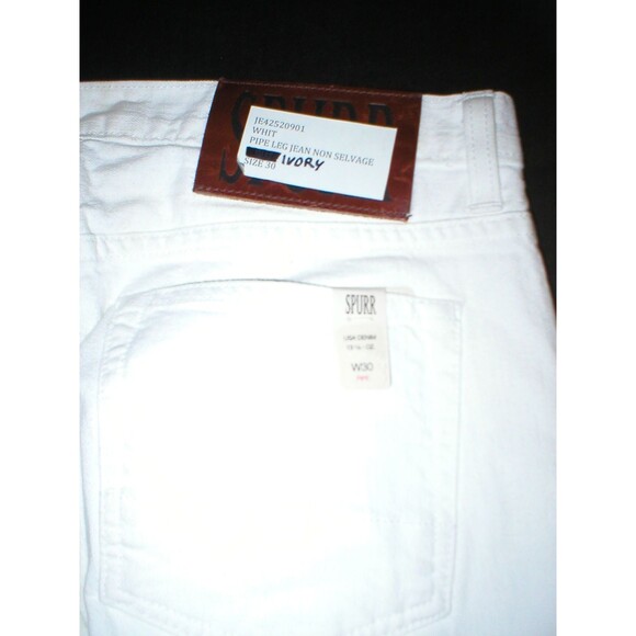 New NWT 30 x 34 Mens Designer Spurr Pipe Jeans USA White Logo Belt Patch Slim - Picture 5 of 7